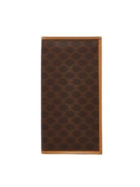 Celine Brown and Tan Patterned Money Clip Wallet